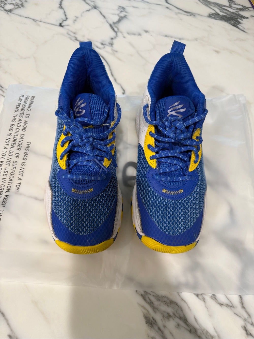 Kids Curry Blue and Yellow Athletic Sneakers